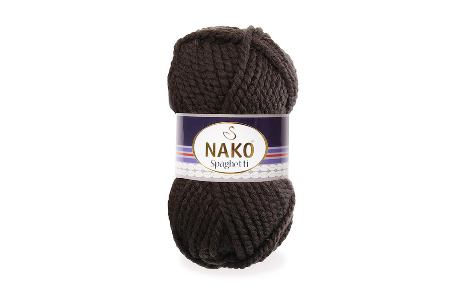 Пряжа NAKO Spaghetti вовна 25%, акрил 75% коричневий темний 60м(100гр) 04987