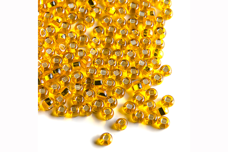 Бісер Preciosa 17050 №10 прозорий срібляста серединка золото 2,3 мм