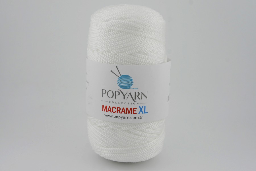 Пряжа POPYARN Macrame XL шнур поліпропілен 100% білий 125м(250гр) 401