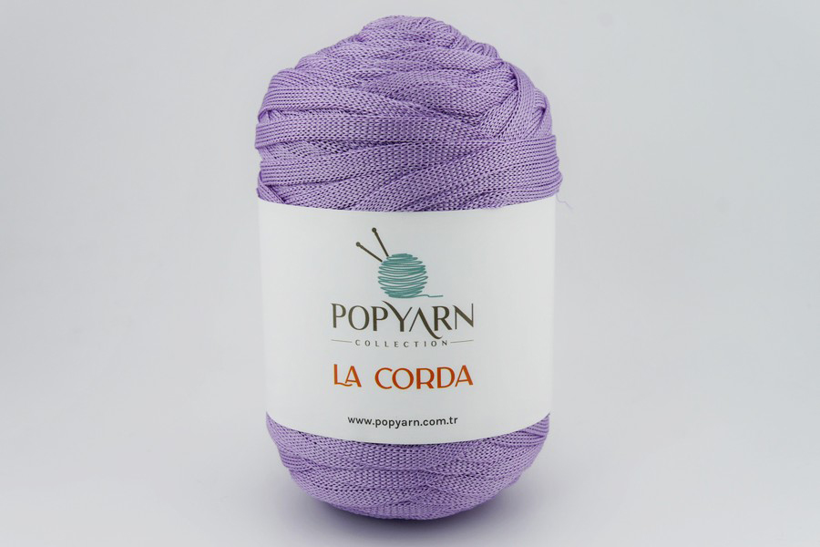 Пряжа POPYARN La Corda шнур поліестер 100% бузковий світлий 100м(250гр)