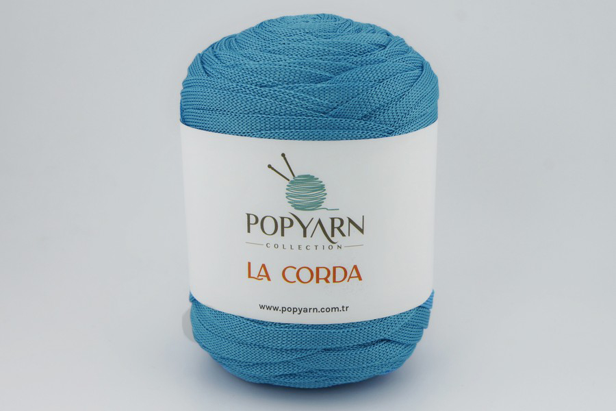 Пряжа POPYARN La Corda шнур поліестер 100% блакитний яскравий 100м(250гр)