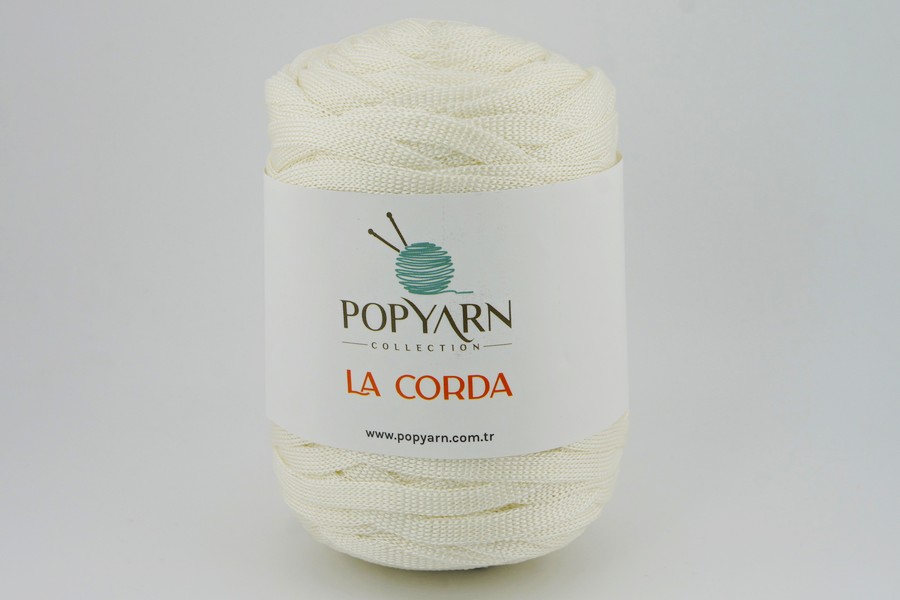 Пряжа POPYARN La Corda шнур поліестер 100% молочний 100м(250гр)