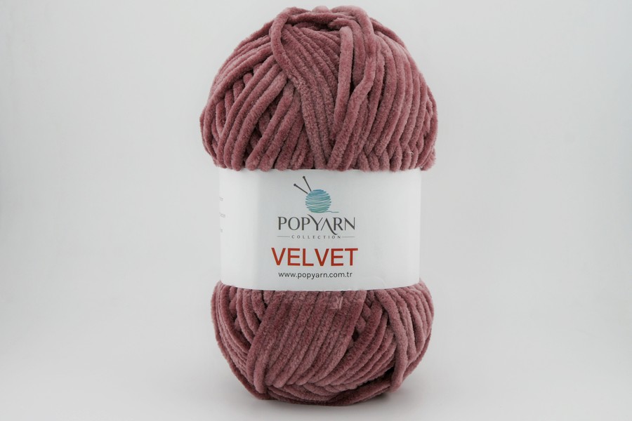 Пряжа POPYARN Velvet мікрополіестер 100% фрезовий рожевий темний 120м(100гр)