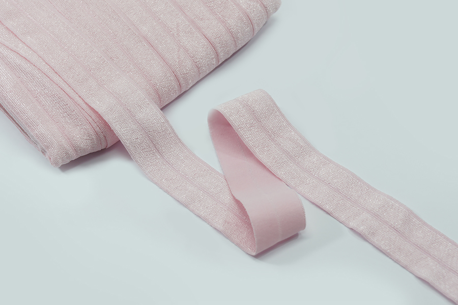 Бейка 25 мм блискуча, еластична рожевий