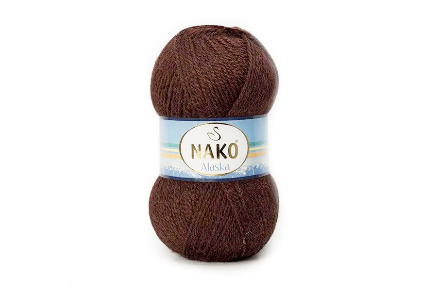 Пряжа NAKO Alaska вовна 15%, мохер 5%, акрил 80% шоколадний 200м(100гр) 04976