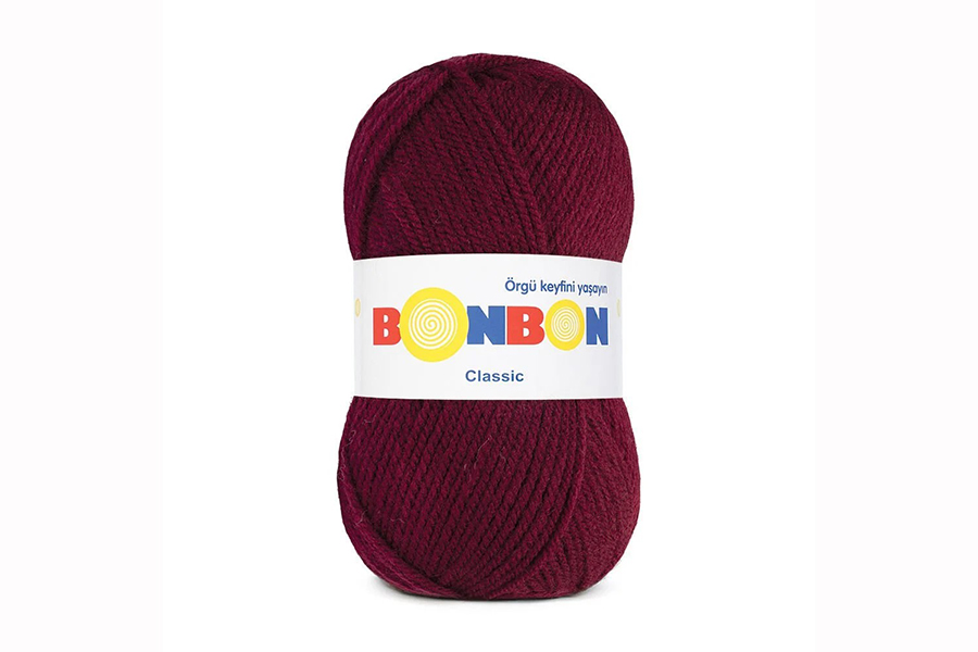 Пряжа NAKO Bonbon Classic акрил 100% вишневий темний 200м(100гр) 98220