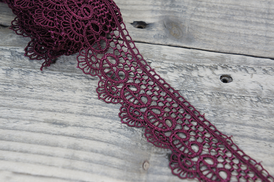 Мереживо гіпюр 45 мм SinemBro бордовий 4G4099-45-0798