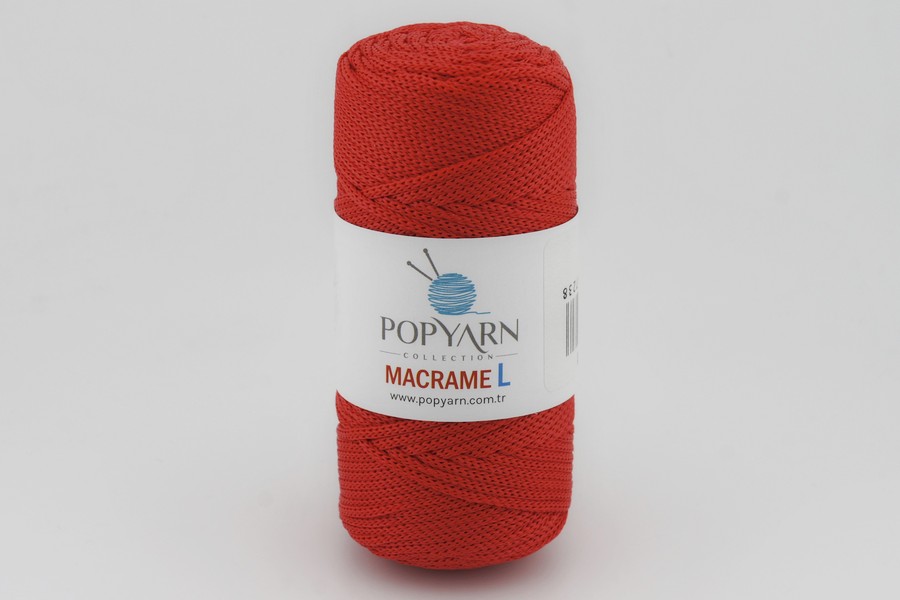 Пряжа POPYARN Macrame L шнур поліпропілен 100% червоний 90м(100гр) 430