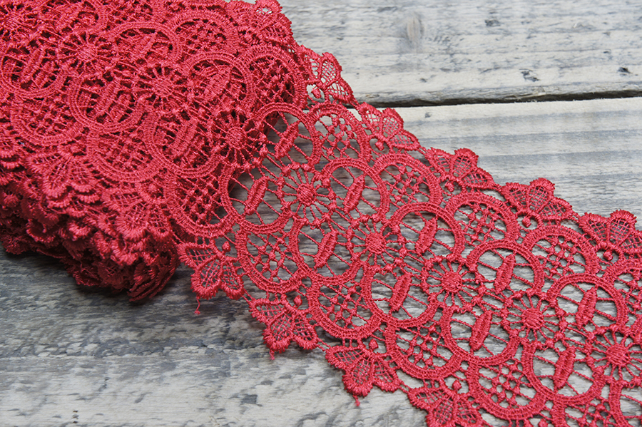 Мереживо гіпюр 95 мм SinemBro червоний