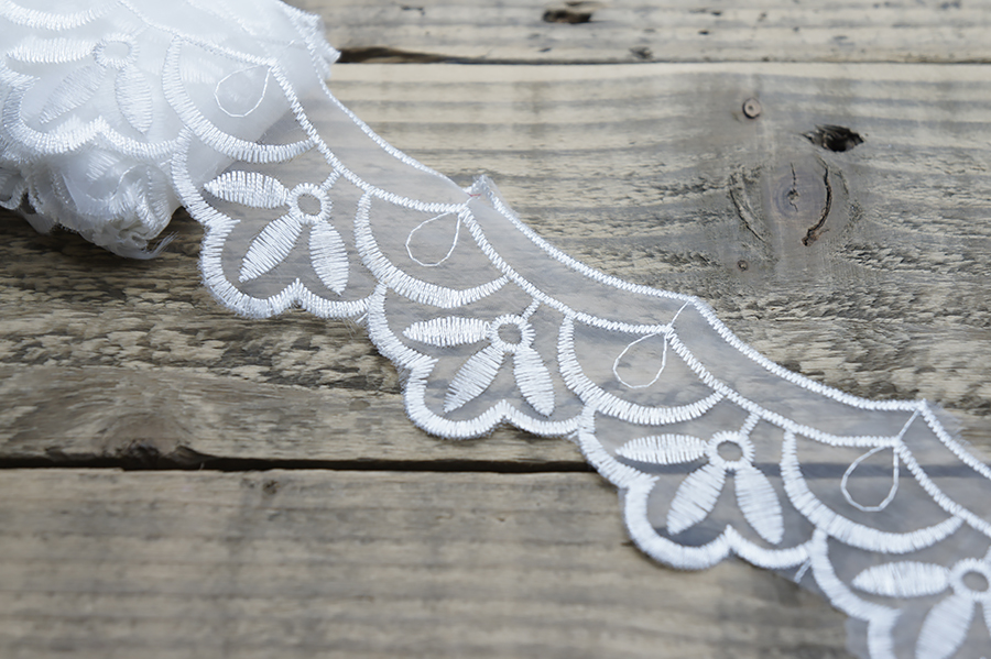 Мереживо органза 70 мм MH біло-молочний