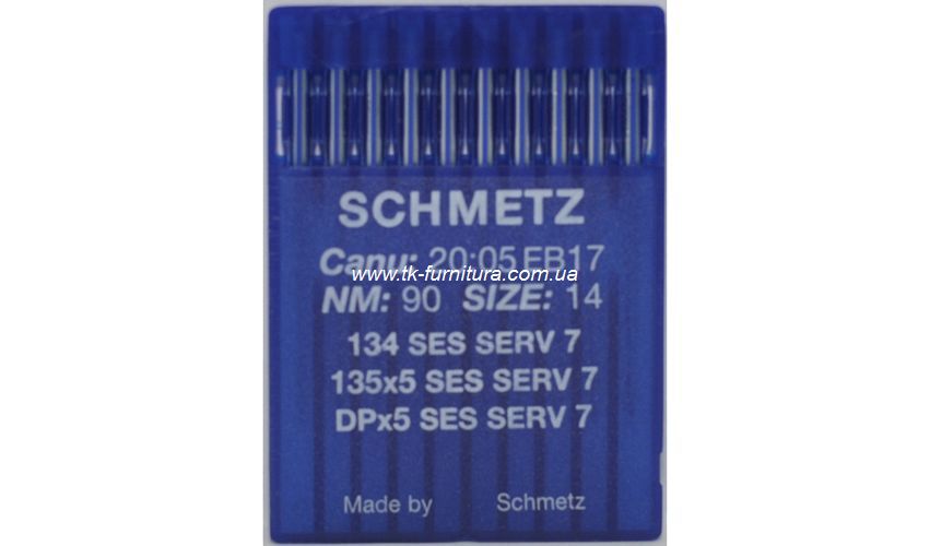 Голки універсальні № 90 -SES SCHMETZ з товстою колбою, сферичне тонке вістря №90 DPx5