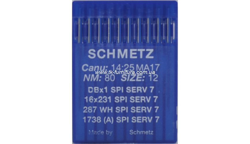 Голки універсальні № 80 -SPI SCHMETZ з тонкою колбою, кругле гостре вістря №80 DBx1-SERV7