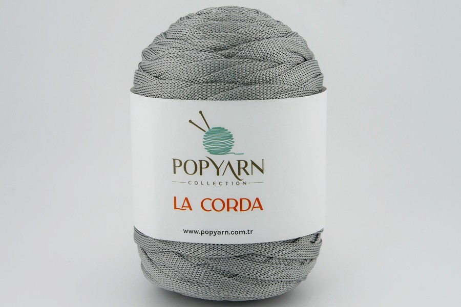 Пряжа POPYARN La Corda шнур поліестер 100% сірий 100м(250гр) B-1130-1030