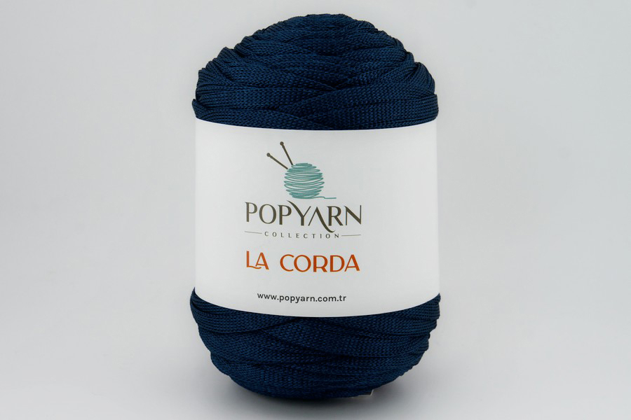 Пряжа POPYARN La Corda шнур поліестер 100% синій темний 100м(250гр)