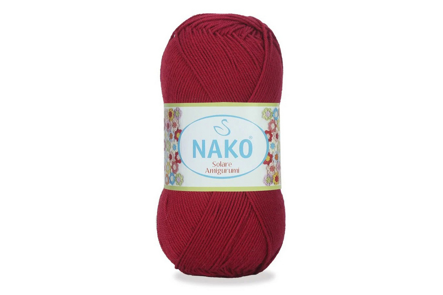 Пряжа NAKO Solare amigurumi бавовна 100% бордовий 270м(100гр) 03630