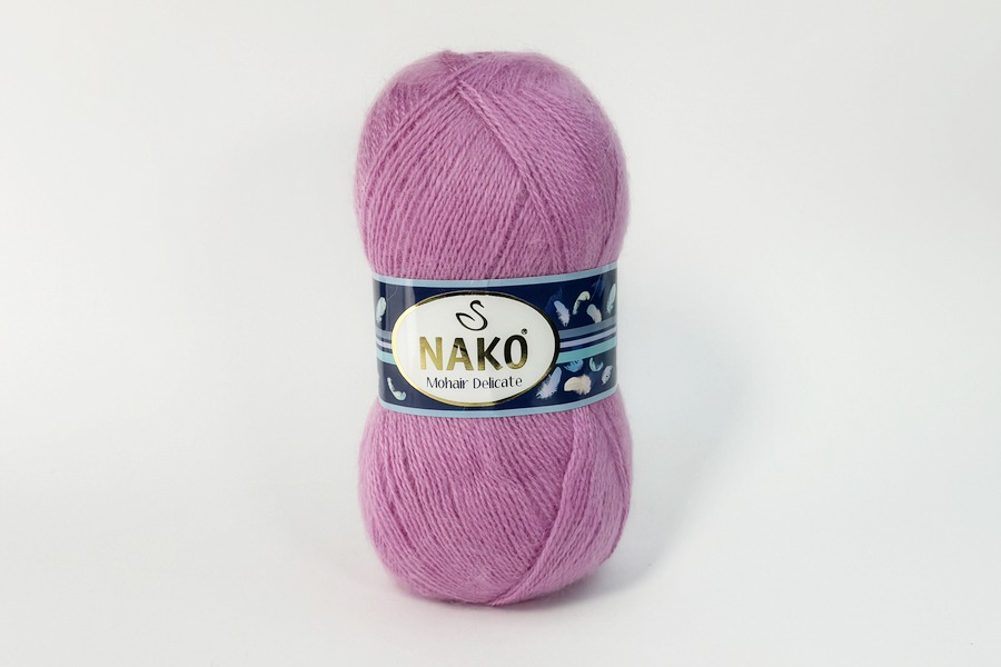 Пряжа NAKO Mohair Delikate вовна 10%, мохер 5%, акрил 85% рожевий бузковий 500м(100гр) 01249