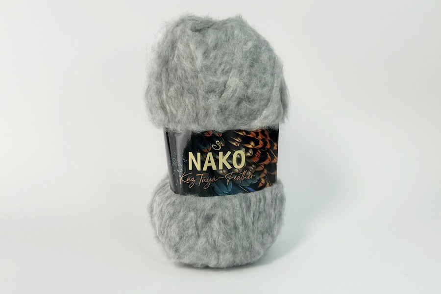 Пряжа NAKO KazTuyu Feather акрил 85%, поліамід 15% сірий 200м(100гр)