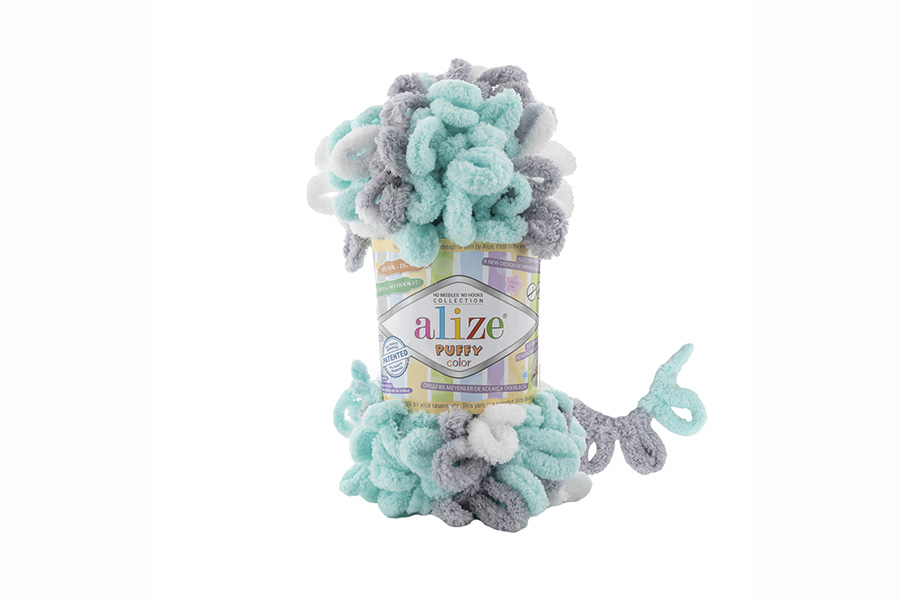 Пряжа Puffy поліестер 100% різнокольоровий 9м(100гр) 267-777м/6408