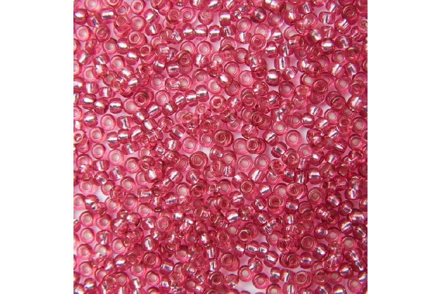 Бісер Preciosa 08298 №10 кришталь срібляста серединка рожевий темний 2,3 мм