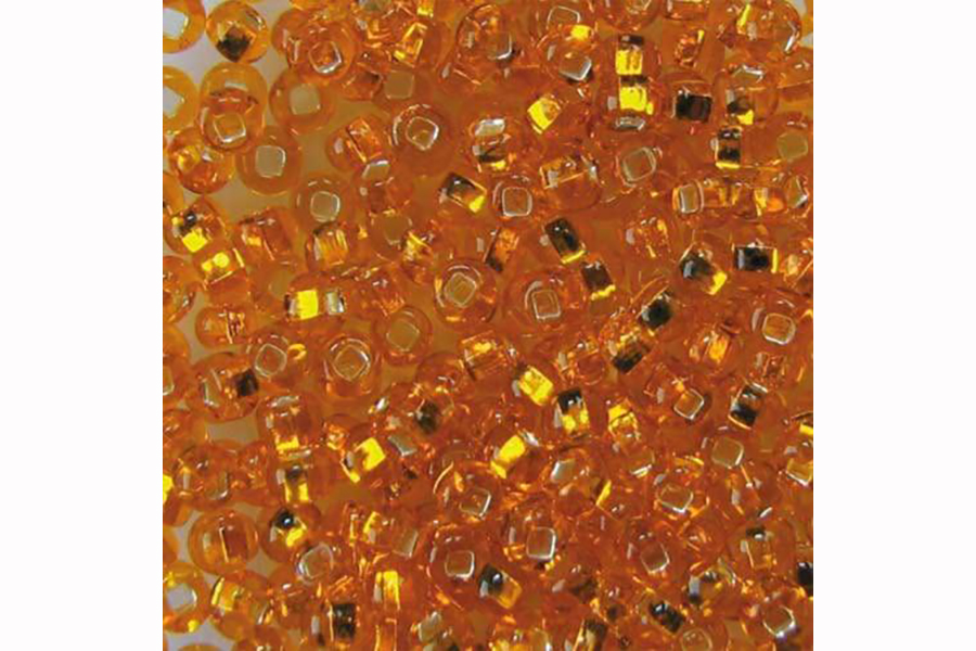 Бісер Preciosa 87060 №10 прозорий срібляста серединка золотистий темний 2,3 мм