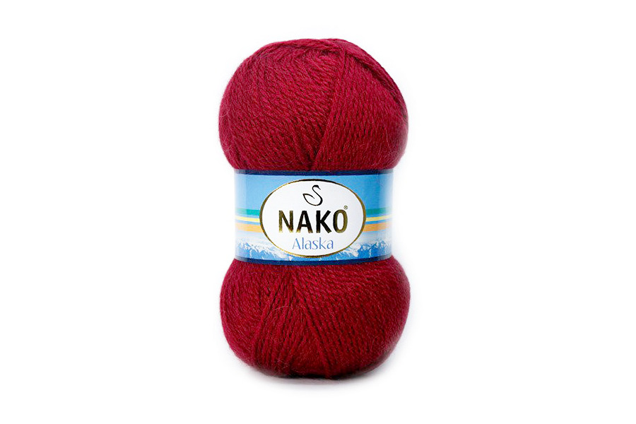 Пряжа NAKO Alaska вовна 15%, мохер 5%, акрил 80% малиновий 200м(100гр) 10691