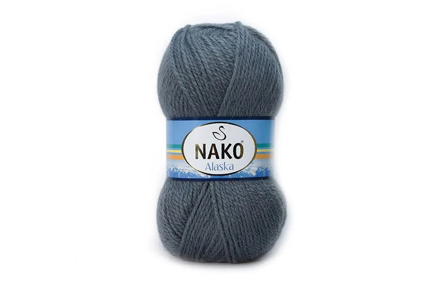 Пряжа NAKO Alaska вовна 15%, мохер 5%, акрил 80% сірий темний 200м(100гр)