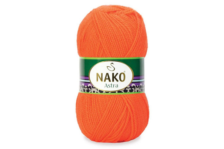 Пряжа NAKO Astra акрил 100% помаранчевий кислотний 330м(100гр) 13499