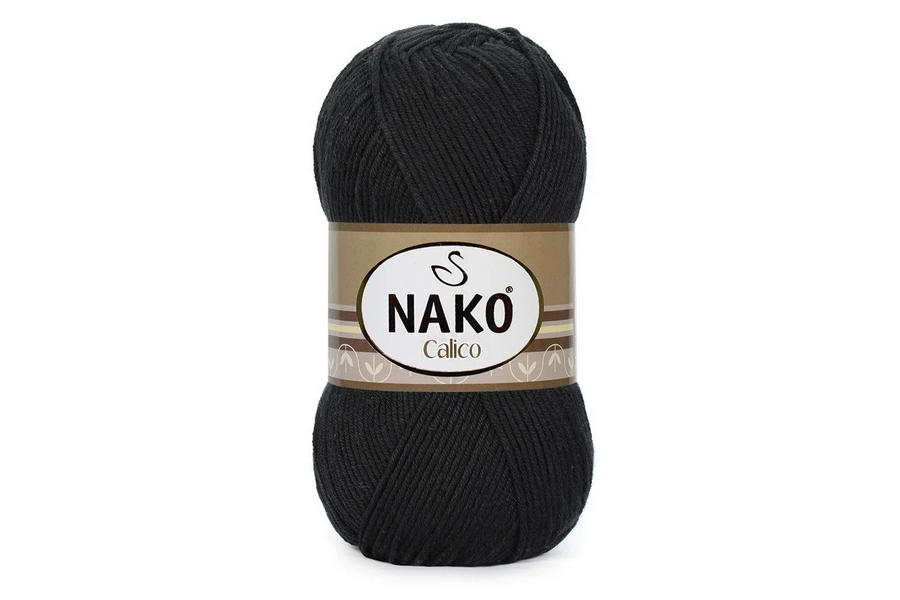 Пряжа NAKO Calico бавовна 50%, акрил 50% чорний 245м(100гр) 00217