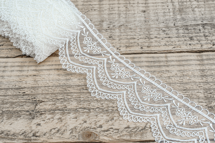 Мереживо органза 70 мм білий 2601-70-9999