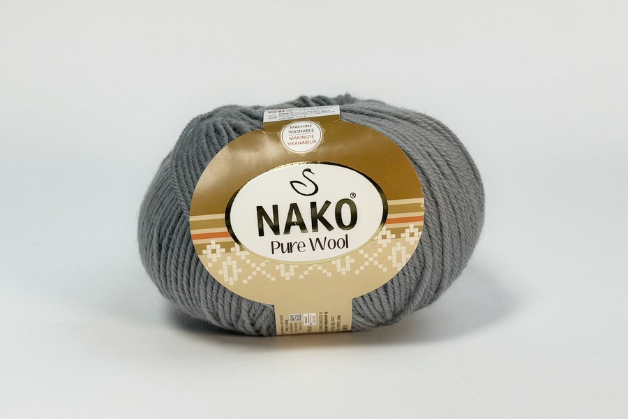 Пряжа NAKO Pure wool вовна 100% сірий світлий 220м(100гр) 203783-03298