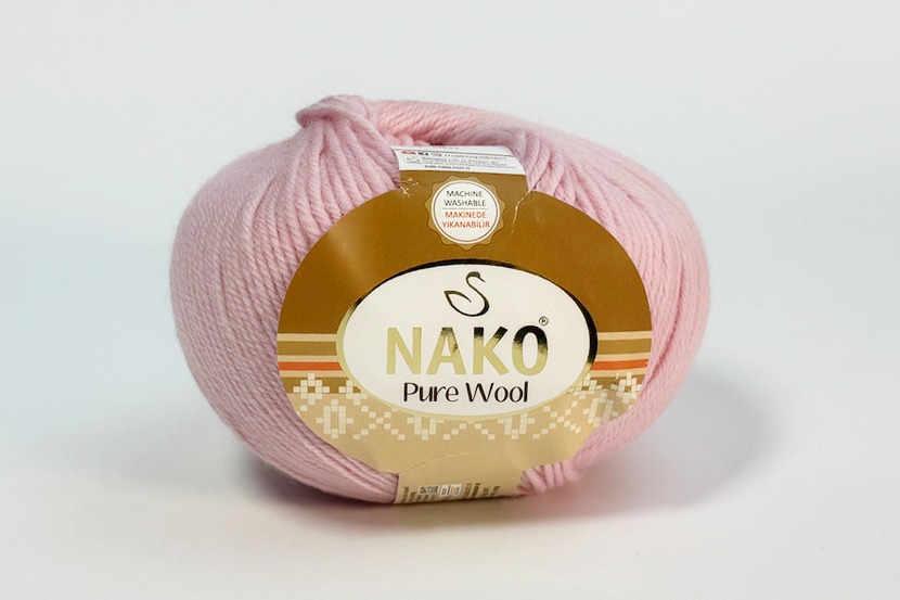 Пряжа NAKO Pure wool вовна 100% рожевий 220м(100гр) 10639