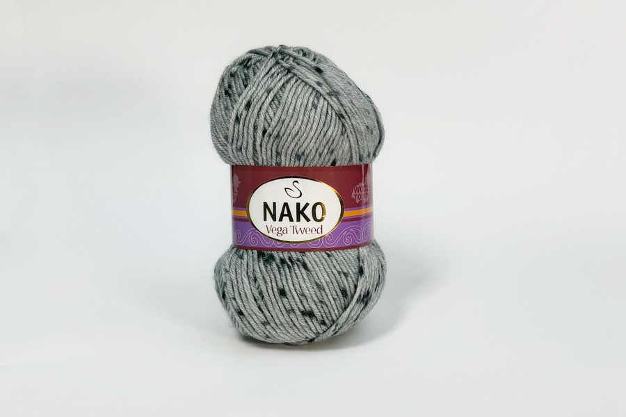 Пряжа NAKO Vega Tweed акрил 100% сірий 195м(100гр) 35047