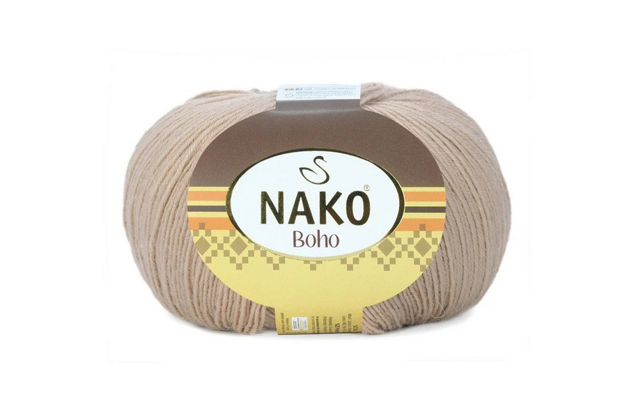 Пряжа NAKO Boho вовна 75%, акрил 25% бежевий 400м(100гр) 04459