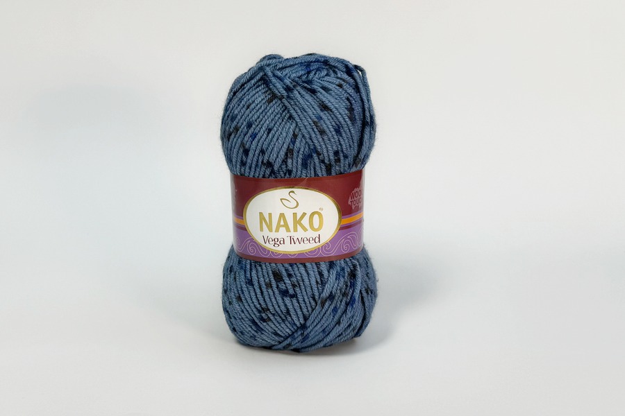Пряжа NAKO Vega Tweed акрил 100% блакитний сірий 195м(100гр) 31764