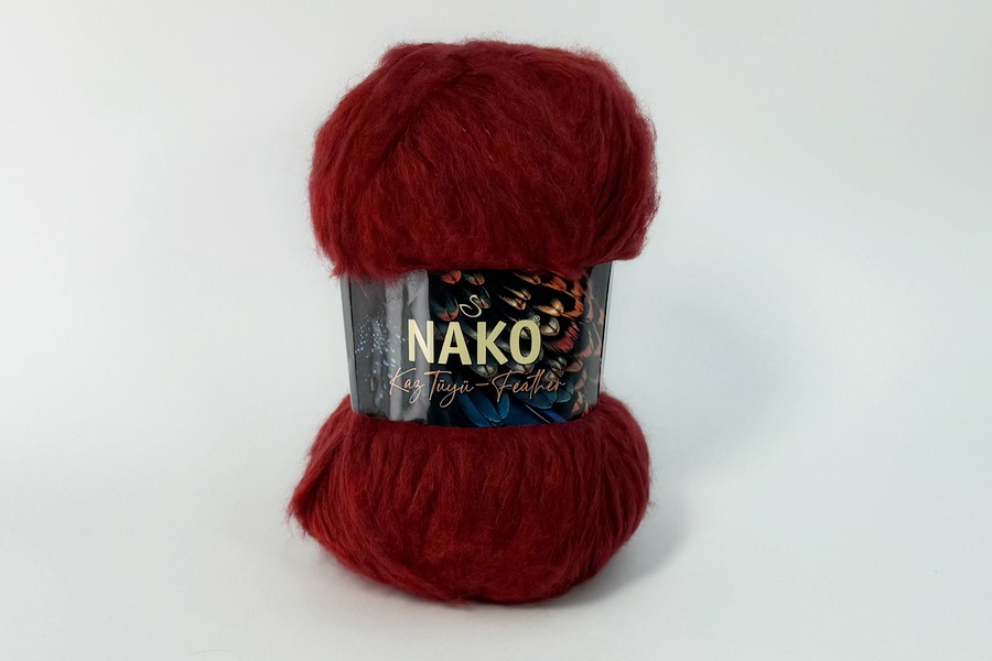 Пряжа NAKO KazTuyu Feather акрил 85%, поліамід 15% червоний 200м(100гр)
