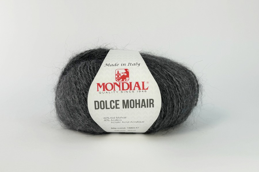 Пряжа Mondial Dolche Mohair кід мохер 60%, акрил 40% сірий 150м(50гр)