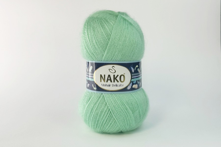 Пряжа NAKO Mohair Delikate вовна 10%, мохер 5%, акрил 85% м'ятний 500м(100гр) 03415