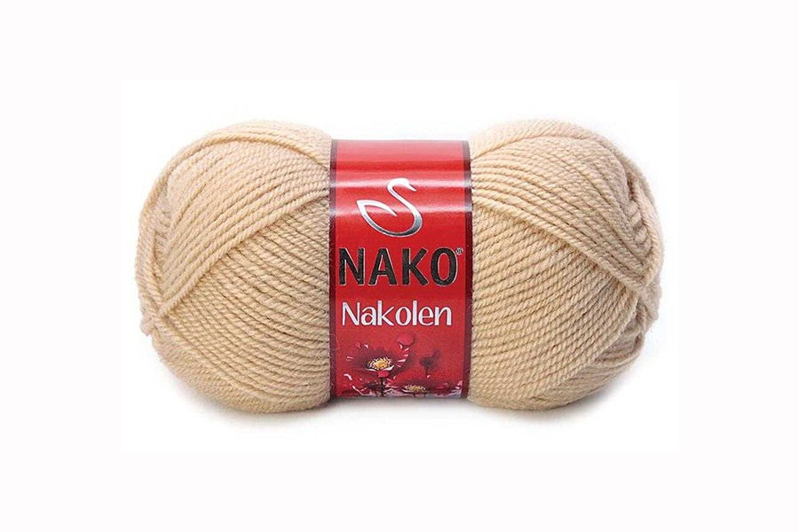 Пряжа NAKO Nakolen вовна 49%, акрил 51% бежевий золотистий 210м(100гр) 00219