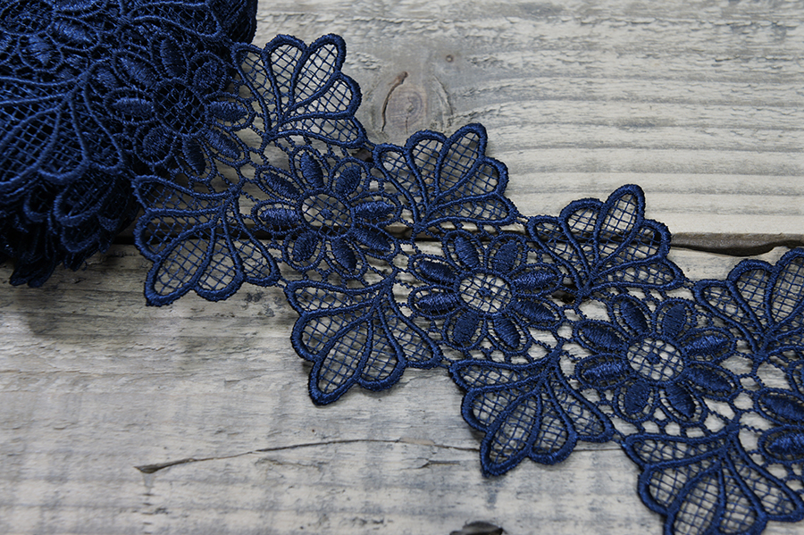 Мереживо гіпюр 105 мм SinemBro синій темний