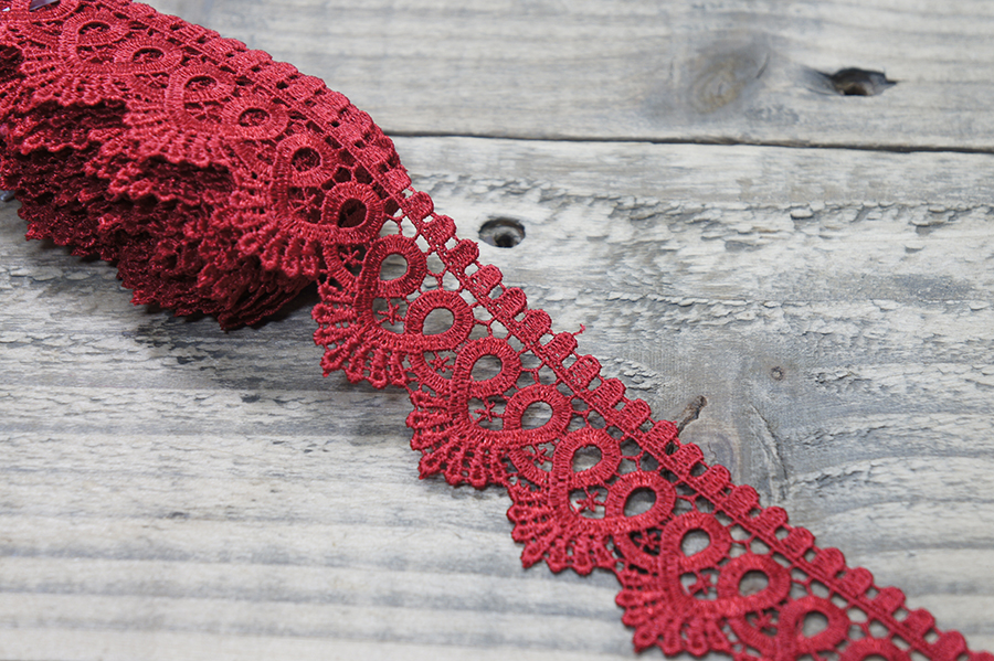 Мереживо гіпюр 40 мм SinemBro червоний