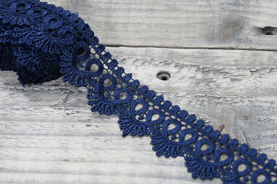 Мереживо гіпюр 40 мм SinemBro синій темний