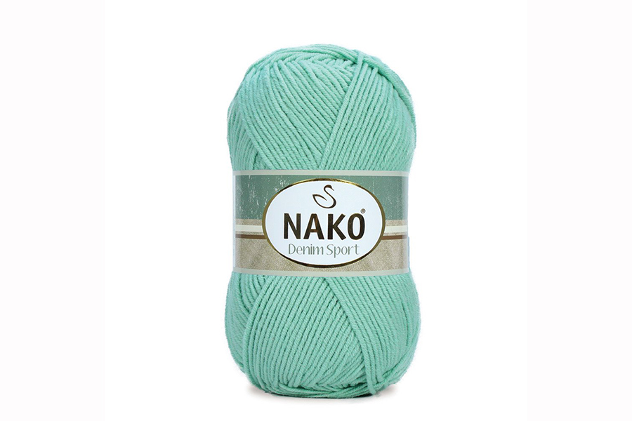 Пряжа NAKO Denim sport бавовна 60%, акрил 40% бірюзовий світлий 265м(100гр) 10600