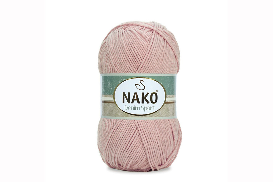 Пряжа NAKO Denim sport бавовна 60%, акрил 40% пудровий 265м(100гр) 01479