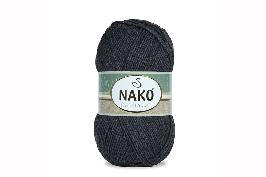 Пряжа NAKO Denim sport бавовна 60%, акрил 40% чорний 265м(100гр) 00217