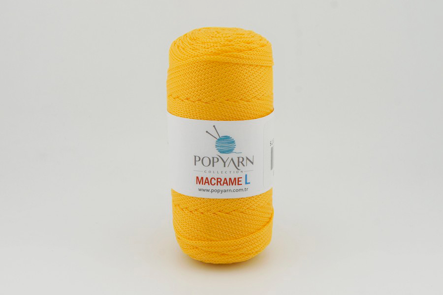 Пряжа POPYARN Macrame L шнур поліпропілен 100% жовтий 90м(100гр) 418