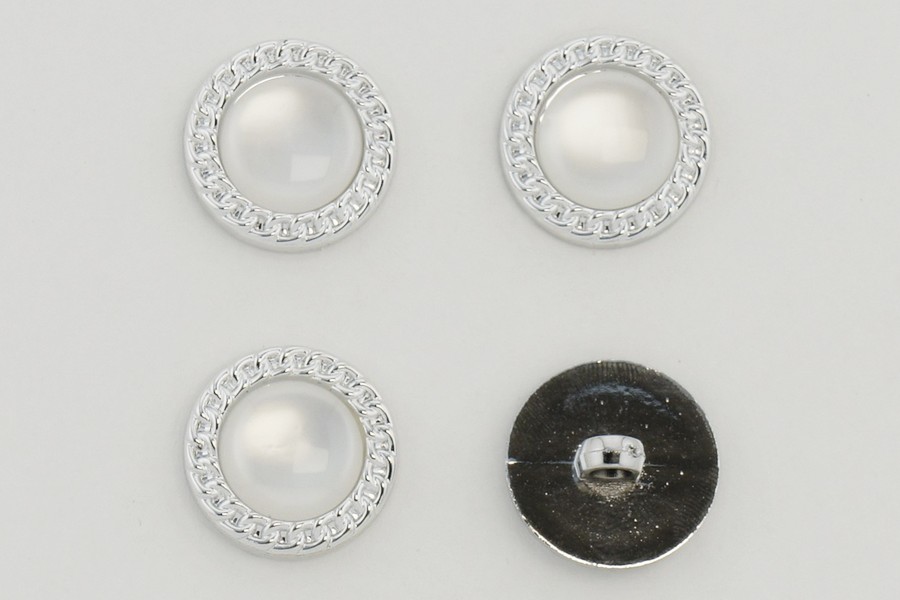 Гудзик на ніжці 21 мм Mertbutton металізований білий КМ-16