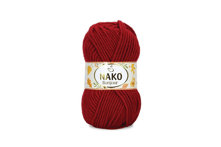 Пряжа NAKO Naco bonjour акрил 80%, поліамід 20% бордовий 110м(100гр) 01175