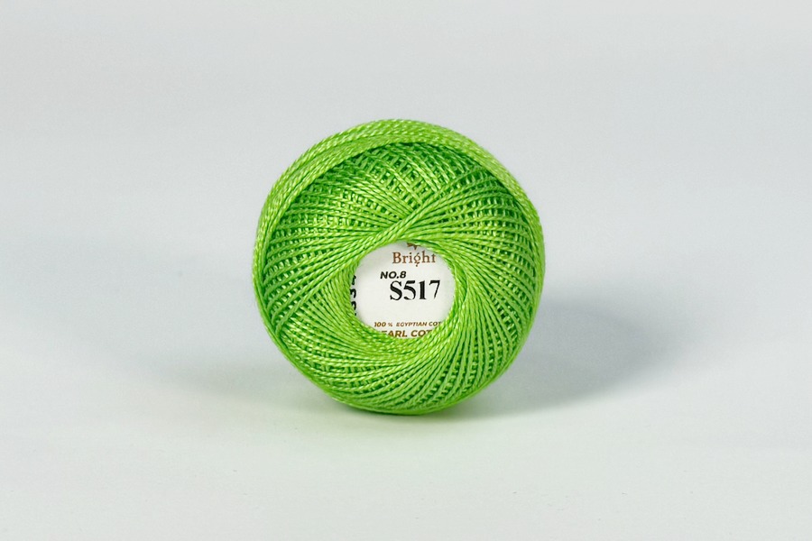 Ірис нитки Bright бавовна 100% зелений яскравий 80м(10гр) S517