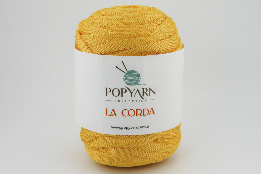 Пряжа POPYARN La Corda шнур поліестер 100% жовтий 100м(250гр)