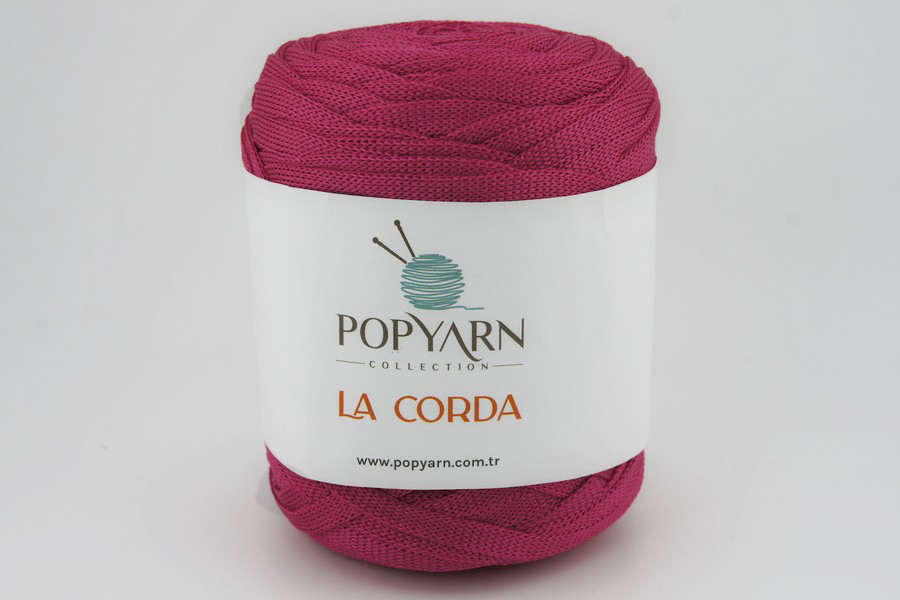Пряжа POPYARN La Corda шнур поліестер 100% фуксія 100м(250гр)